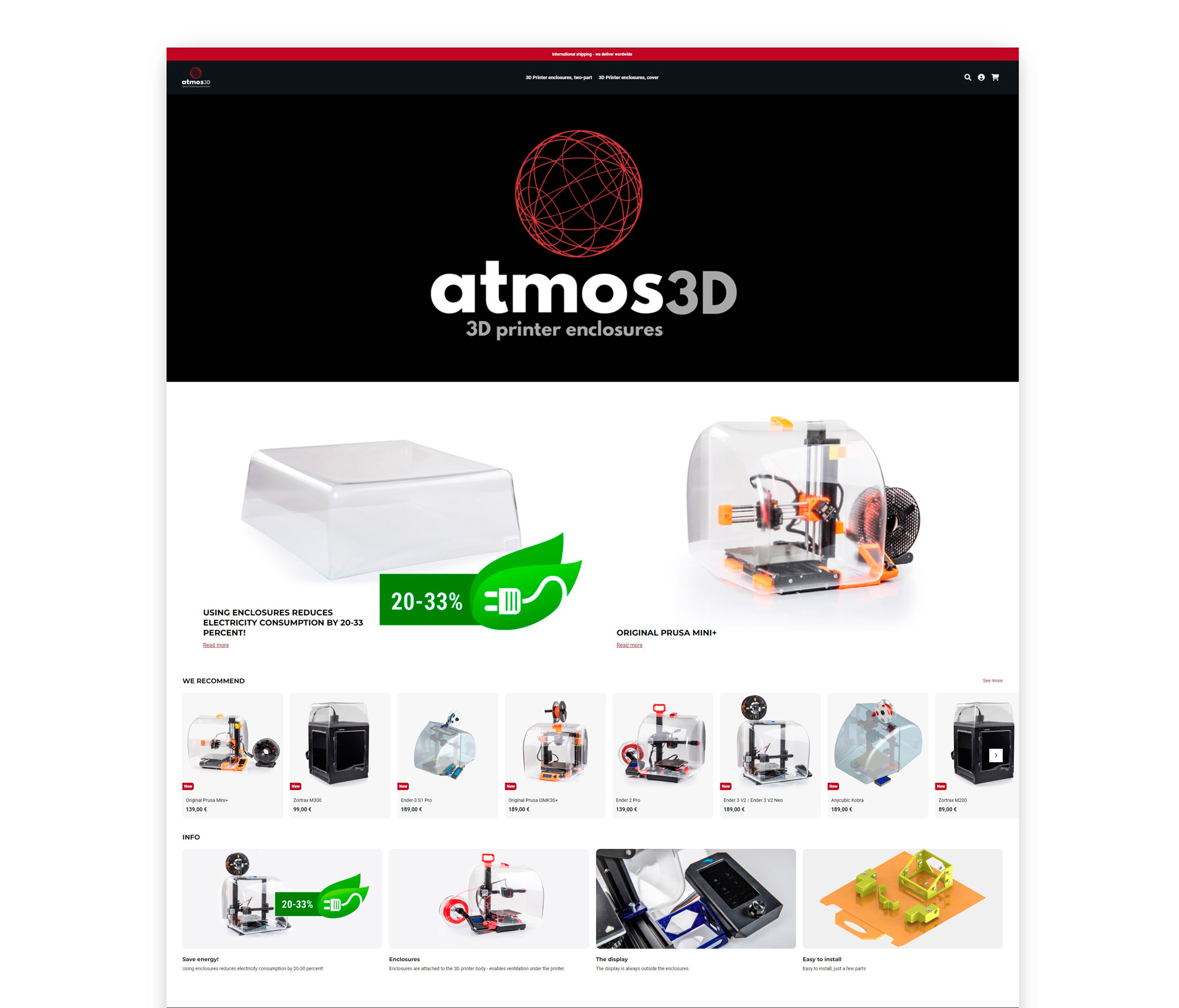 Verkkokauppa referenssi Intoo Digimainostoimisto - Atmos3D printer enclosures
